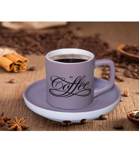 BK Gift Mat Gri Renk Türk Kahvesi Fincanı-2 Renkli Türk Kahvesi Fincanı, Arkadaşa Hediye, Anneye Hediye, Kahve Fincanı