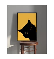 Tablo Ahşap Çerçeveli Tablo Çerçeveli PosterKara Kedi, Hayvan Temalı Tablo (Karışık)