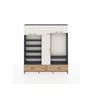 Arges Dolap 18 Raflı 4 Çekmeceli Tek Askılı 220x30x243 Antrasit-Aytaşı/Çam