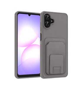 Galaxy A07 Kılıf Kartlıklı TPU Bikart Kılıf (Gri)