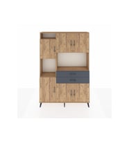 Arges Dolap 8 Raflı 2 Çekmeceli 6 Kapaklı 132x30x195 Çam-Çam/Antrasit