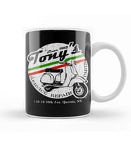 Vespa Tony's Scooter Repair Vintage Look Kupa Bardak Porselen