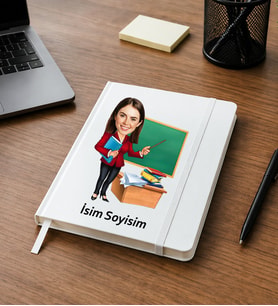 Kişiye Özel Karikatürlü Defter – Fotoğraflı Öğretmen Hediyesi, İsim Yazılı Sevgili ve Özel Gün Hediyesi