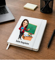 Kişiye Özel Karikatürlü Defter – Fotoğraflı Öğretmen Hediyesi, İsim Yazılı Sevgili ve Özel Gün Hediyesi