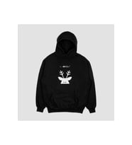 Unisex Siyah Yılbaşı Hohoho Geyik  Baskılı Oversize Kapşonlu Sweatshirt (Siyah)