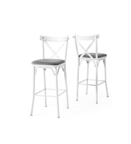 Eylül Bar Mutfak Sandalyesi Metal 2 Li Set   (Beyaz)