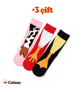 Carnaval Socks 3'lü İnek Tavuk Ördek Temalı Çorap Seti