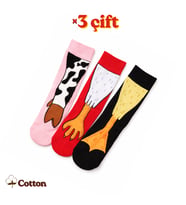 Carnaval Socks 3'lü İnek Tavuk Ördek Temalı Çorap Seti