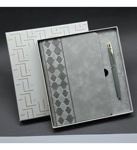 Kutulu Gri Defter Ve Metal Kalem Seti