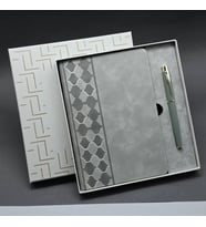 Kutulu Gri Defter Ve Metal Kalem Seti