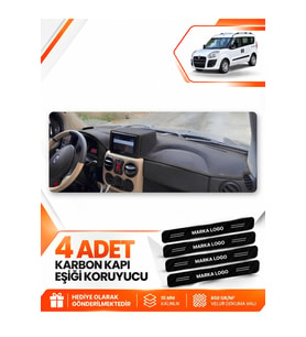 FİAT DOBLO AİRBAGLİ BÜYÜK EKRAN (2007-2015) Uyumlu Ön Torpido Koruma Kılıfı Halısı - Siyah