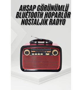 Nostalji Radyo Bluetooth Hoparlör Usb-Sd Kart Giriş Led Fener Işıklı Bataryalı Pilli - Lisinya