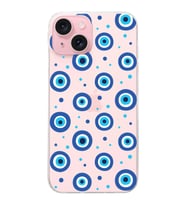 PrintiFy Apple  iPhone 15 ile Uyumlu 1mm Slim Fit Nazar Boncuğu 1 Baskılı Şeffaf  Kılıf