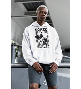Sonic Baskılı Unisex Oversize Çizgi Film Hoodie