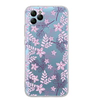 PrintiFy General Mobile GM 21 Uyumlu Kamera Korumalı Floral Pudra Tasarımlı Şeffaf  Kılıf