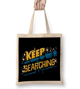 Keep Searching Cute Science Telescope Astronomy Bez Çanta Uzun Saplı