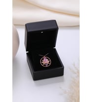 Işıklı Kolye Kutulu Gümüş Lotus Çiçeği Kolye  925 Ayar Gümüş Kolye (Pembe)