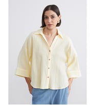 LCW Vision Sarı Dokulu Oversize Kadın Gömlek