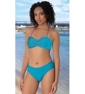 Turkuaz Dokulu Bandeau Bikini Takımı 38