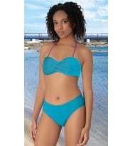 Turkuaz Dokulu Bandeau Bikini Takımı 38
