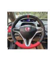 Honda Cıvıc Fd6 Araç Için Kırmızı Yüzüklü Noktalı Deri Araç Simit Direksiyon Kılıfı