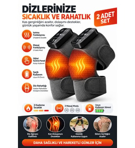 Auhma AMG33 Kablosuz Isıtmalı Titreşimli Diz Omuz Dirsek Masaj Aleti 5 Isı Ayarı LCD Ekran
