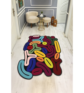 Modern Desenli Lazer Kesim Dijital Baskı Kaymaz Taban Halı H0428