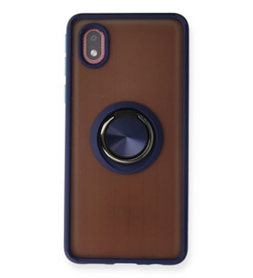 Galaxy A01 Core Kılıf Montreal Yüzüklü Silikon Kapak - Lacivert