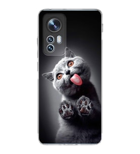 PrintiFy Xiaomi Mi 12 ile Uyumlu 1mm Slim Fit Kedi 2 050c Baskılı Şeffaf  Kılıf