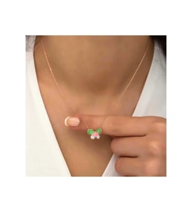 925 Ayar Gümüş Rose Minimal Kelebek Kadın Kolye