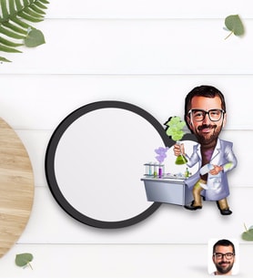 BK Gift Kişiye Özel Erkek Kimya Öğretmeni Karikatürlü Ahşap Bardak Altlığı-2