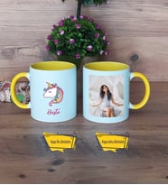 Unicorn Kupa Bardak Sarı Fotoğraflı Doğum Günü Hediyesi