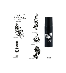 Zarif Kadınlar Spray Tattoo Geçici Dövme Yapma Seti Dark Siyah