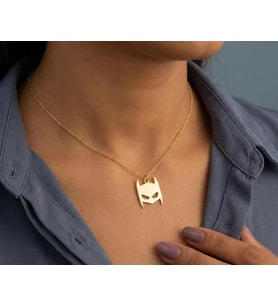 Kişiye Özel Batman Logo Kolye 925K Gümüş (Gold) Marvel / Dc Severlere Özel Hediye