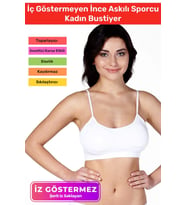 Özel Üretim Toparlayıcı Nefes Alabilen Kumaş Zarif İç Göstermeyen İnce Askılı Sporcu Kadın Bustiyer (Beyaz)