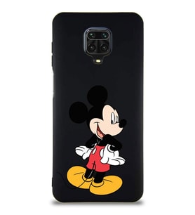 Xiaomi Redmi Note 9S Soft Premier Kapak Mickey Mouse-D Tasarımlı Silikon Kılıf - Siyah (Şeffaf)