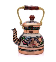 1,3 Litre El Işlemeli Nostaljik Tekli Kalaylı Bakır Demlik, Çaydanlık, Su Isıtıcısı (Metal)