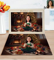BK Gift Kişiye Özel Kadın Yılbaşı Karikatür Tasarımlı 1000 Parça Profesyonel Puzzle-3, 1000 Puzzle, Yeni Yıl Hediyesi, Yılbaşı Hediyesi