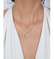 Pırlanta Modeli Ay Yıldız Gümüş Kolye