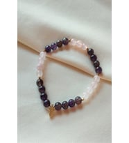 6 MM AMETİST, PEMBE KUVARS DOĞALTAŞ BİLEKLİK