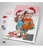 Kişiye Özel Yapboz Yılın Aşıkları Karikatürlü Puzzle