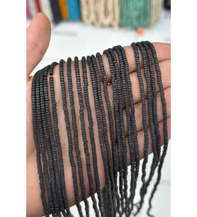Hematit Taşı Rondela Kesim 3x1mm Mat Siyah Doğal Taş Dizi