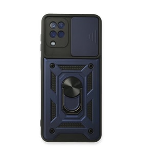 Samsung Galaxy A22 Kılıf Pars Lens Yüzüklü Silikon - Lacivert