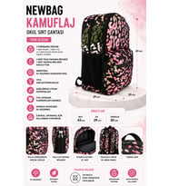 NEWBAG KAMUFLAJ KIZ OKUL SIRT ÇANTASI (YENİ SEZON) (Pembe)