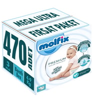 Molfix Premium Bebek Bezi Beden:3 (4-9KG) Midi 470 Adet Mega Ultra Fırsat Pk