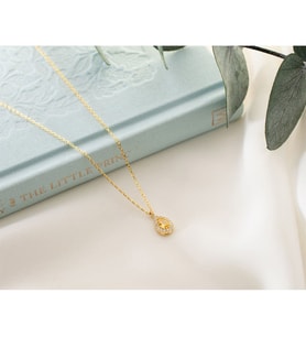 925 Ayar Gümüş Kasım Ayı Doğum Taşı ( Citrine ) Damla Kolye