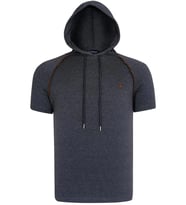 T8570 DEWBERRY KAPŞONLU ERKEK T-SHIRT-DÜZ ANTRASİT (Karışık)