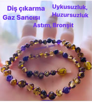 SERTİFİKALI ORİJİNAL KEHRİBAR BEBEK KOLYESİ 32-33 cm 0-4 YAŞ (AMETİST TAŞLI)