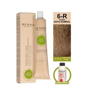 Renna AMONYAKSIZ Bitkisel Yıpranmış Saçlar İçin Saç Boyası 6-R YOĞUN KOYU KUMRAL 60ml