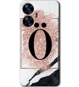 Realme C55 Kılıf HD Desen Baskılı Kılıf - Pembe Mermer Desenli Ö Harfi